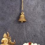 Pure Brass Dashavatar Engraved Temple Bell | 5.5" Sacred Bell with 24" Chain | 2.6kg Divine Masterpiece | Traditional Art | Jaipurio